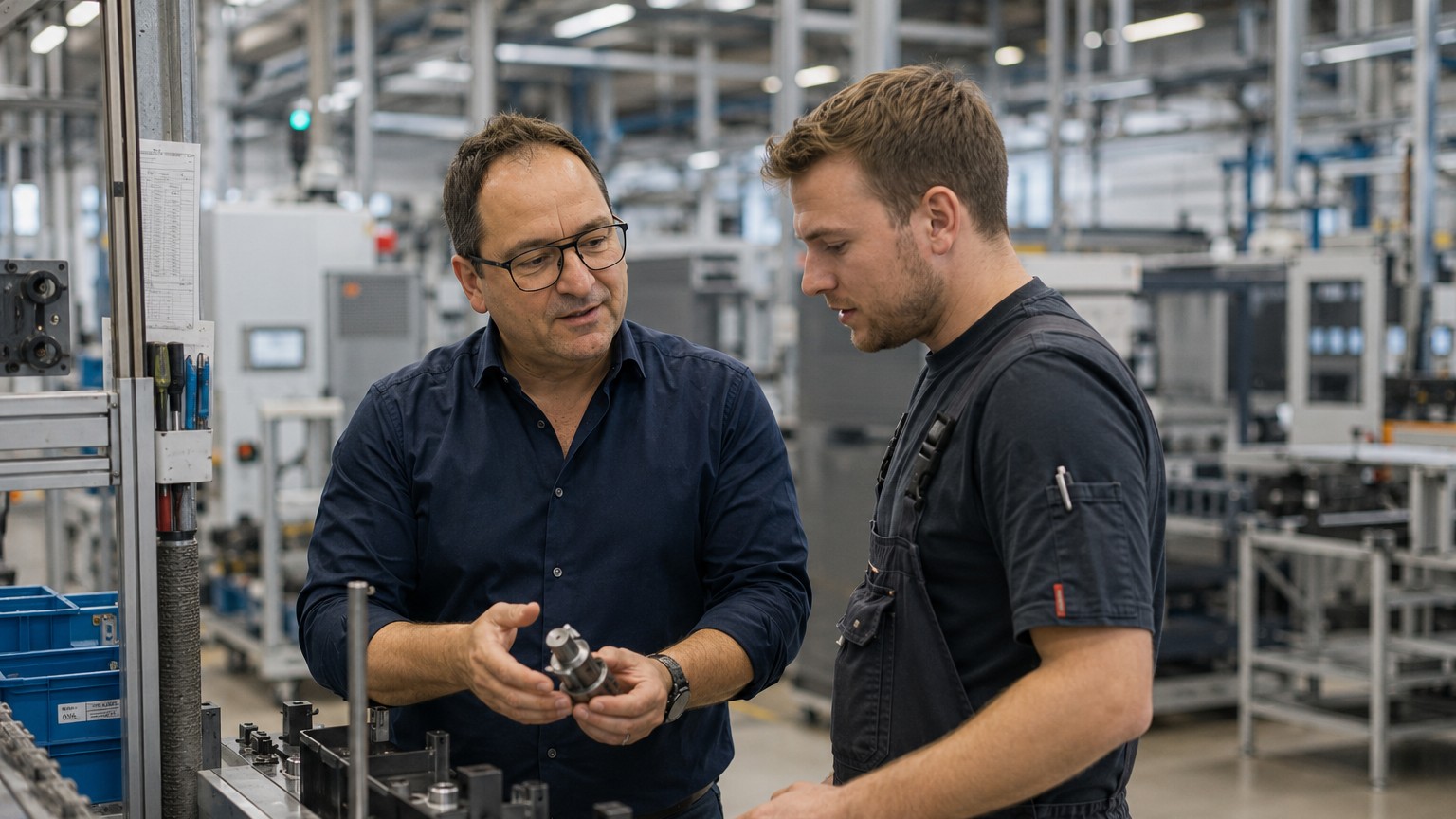 Marco Houillot im fachlichen Austausch am Bauteil